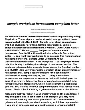 workplace harassment complaint letter  form fill   sign