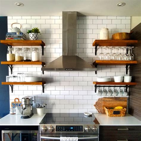 open kitchen shelving   build  mount kitchen shelves