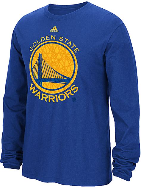 golden state warriors blue cut  net adidas long sleeve tee shirt