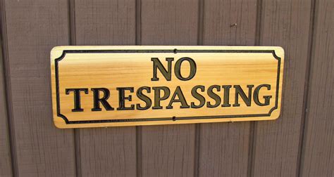 trespassing carved cedar wood sign custom signs