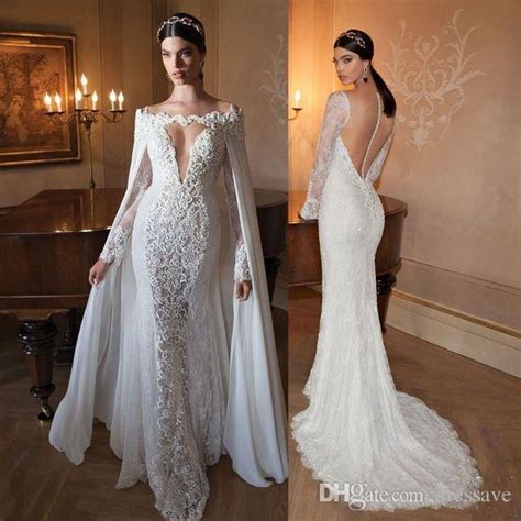 lace wedding dresses with cloak sexy long sleeves sheer button illusion