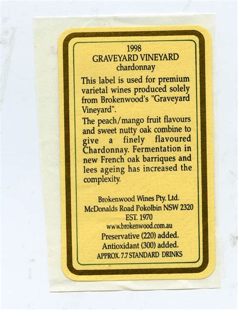 brokenwood wines label  label reads  graveyard flickr