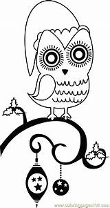 Christmas Owl Coloring Pages Animals Coloringpages101 Color Printable sketch template
