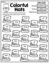 Worksheet Nouns Verbs Adjectives Color Grade Adjective Worksheets Verb 1st Noun Coloring Kindergarten Hats Code Colorful English Activities Moffatt 2nd sketch template