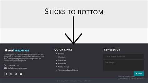 design  footer  sticks   bottom   page designing