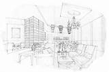 Lobby Innenarchitektur Salotto Prospettiva Lounge Skizzieren Schwarzweiss Schizzo Ingresso Nero Perspektive sketch template