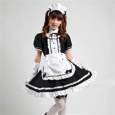 japan hot anime akihabara cosplay maid costume cute girls dark black