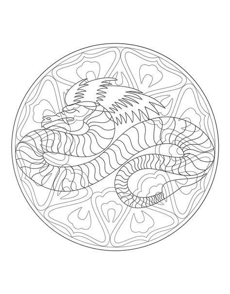 mandalas page coloring  print mandala dragon  dragon mandala