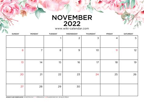 november  calendar  printable calendar  november