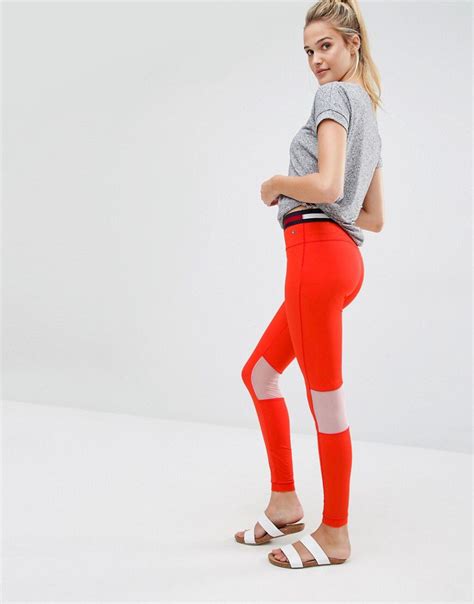 love   asos sports leggings tommy hilfiger orange leggings