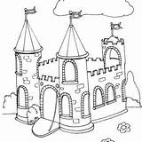Castle Medieval Coloring Drawing Tower Outline Getdrawings sketch template