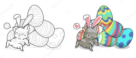 premium vector cute bunny cat  eggs  easter day cartoon