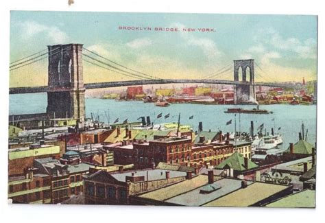 brooklyn bridge vintage postcard new york ca 1910