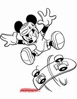 Mickey Mouse Coloring Pages Disney Skateboarding Playing Funstuff Disneyclips sketch template