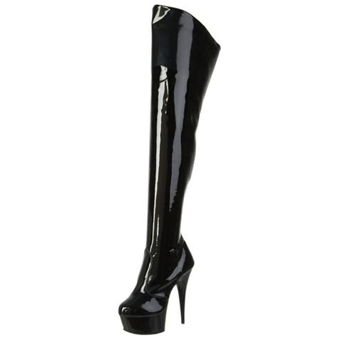 pleaser 6 inch sexy thigh high boots black platform high heel