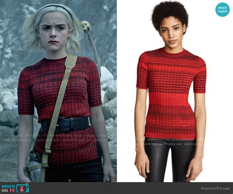 Wornontv Sabrina’s Red Striped Short Sleeve Sweater On Chilling