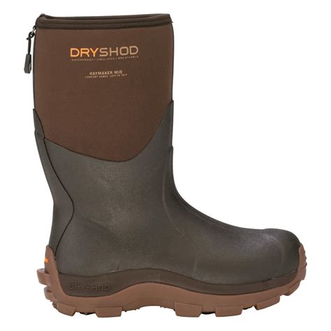 dryshod mens haymaker mid rubber work boots   rubber