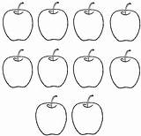 Apples Ten Apel Buah Counting Kartun sketch template