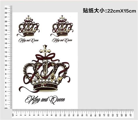 Black King Luxury Crown Tattoos Women Arm Sticker Waterproof Temporary