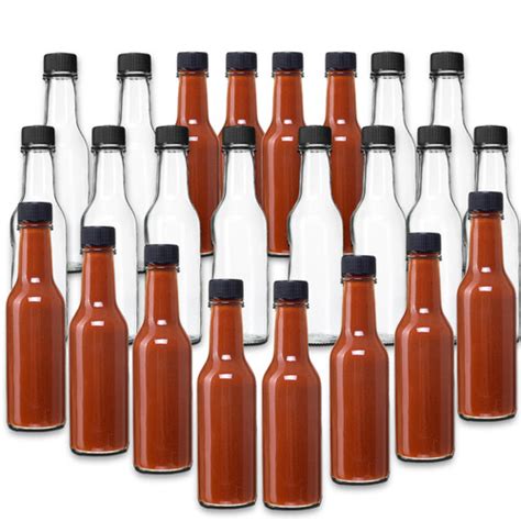 5 Oz Glass Woozy Hot Sauce Bottles Case Of 24 With Screw Caps