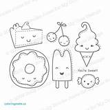 Kawaii Cute Food Coloring Pages Sweets Drawings Drawing Animals Step Doodles Cupcake Sweet Stamps Desserts Getdrawings Kawai Embroidery Color Unique sketch template