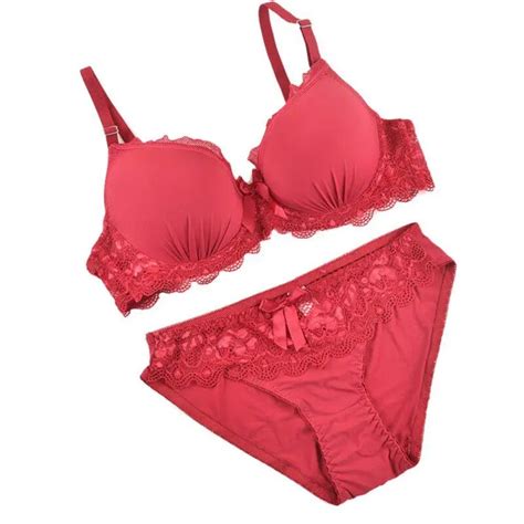 Ropalia New Solid Lace Bra Brief Sets Sexy Underwear Womens Push Up