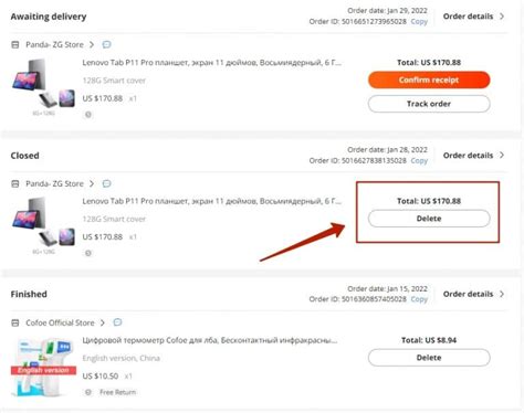deleted orders  aliexpress   find return  view