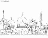 Mosque Colouring Printable Adabi Eid sketch template