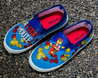 hand painted shoes  lego  lego themed shoes    dark blue background faded