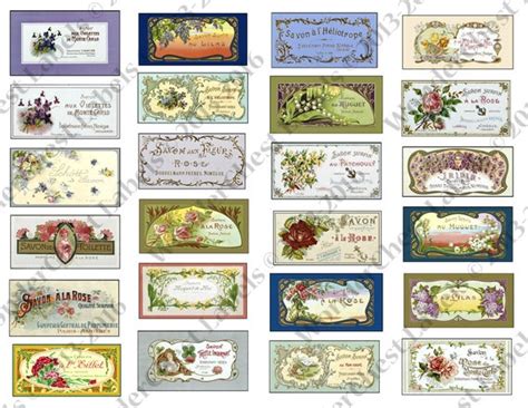 vintage printable soap labels set   collage sheet etsy