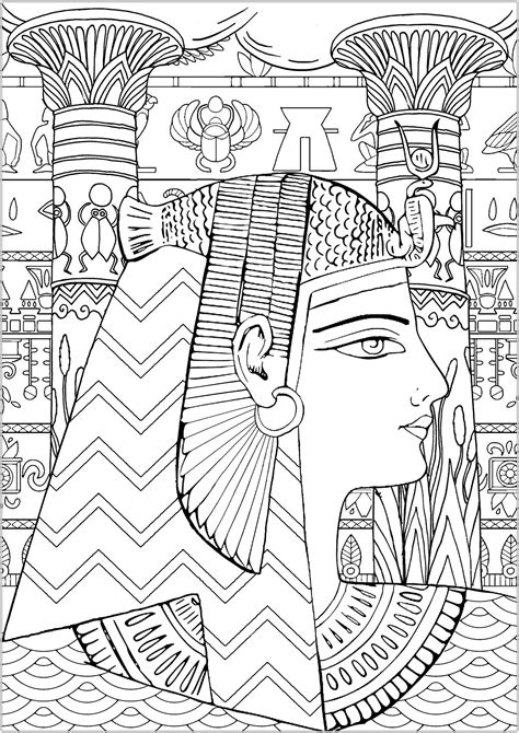 queen  egypt difficult version egypt adult coloring pages