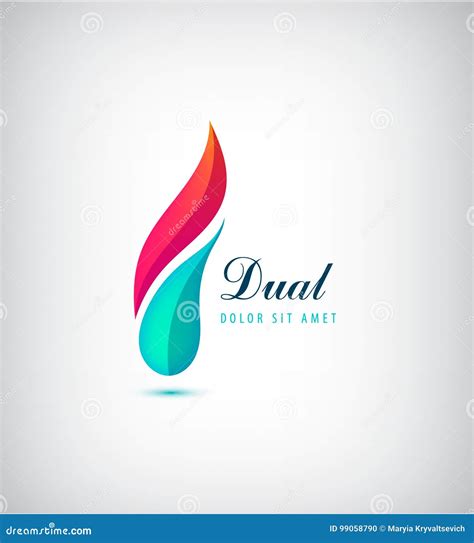 vector abstract dual  parts vibrant logo stock vector illustration  company wave