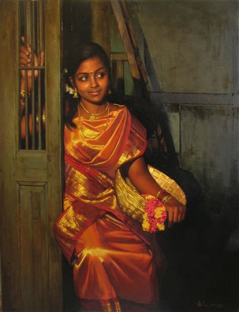 25 Beautiful South Indian Women Paintings By Elayaraja