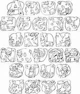 Alphabet Letters Coloring Colorthealphabet Pages Cats Color Print Alphabets Printables Visit Shtml sketch template