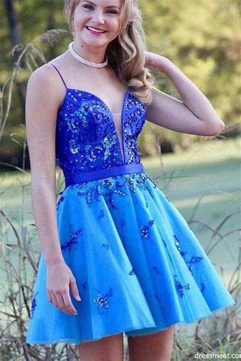 cute   spaghetti straps royal blue short homecoming dresses  beading okd homecoming