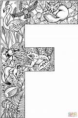 Letter Coloring Pages Printable Colouring Animals Alphabet Letters Kids Bokstäver Målarbilder Bokstaven Att Skriva Ut Supercoloring Gratis Adult Animal Drawing sketch template