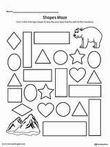 Rectangle Worksheet Shape Maze Printable Oval Shapes Color Diamond Worksheets Preschool Circle Triangle Math Myteachingstation Mazes Available sketch template