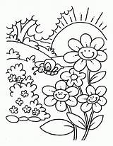 Spring Coloring Color Pages Popular sketch template