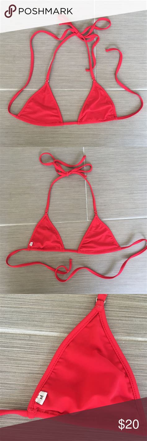 wicked weasel red triangle bikini top pre owner in great condition no