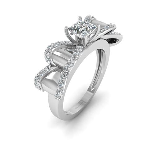 classic diamond bow ring wedding ring  womens