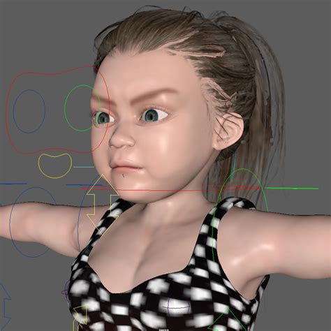 3d model full rigged cute chubby girl vr ar low poly cgtrader