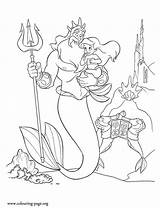 Mermaid Coloring Pages Ariel Triton Little King Disney Colouring Princess Young Father Her Color Kids Mermaids Movie Fairy Printable Beautiful sketch template