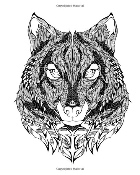 wolf design adult coloring  coloring books  pinterest
