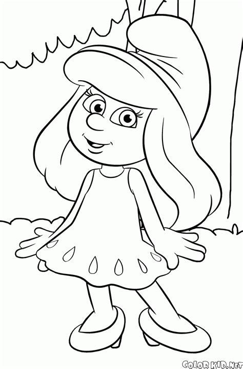 coloring page smurfette