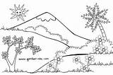 Pemandangan Alam Sketsa Mewarnai Putih Gunung Desa Pola Gampang Indah Kolase Menggambar Ilustrasi Tk Paud Mudah Langit Pedesaan Lukisan Nusantara sketch template