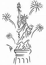 Liberty Statue Coloring Pages Drawing Template Kids Lady Line Getdrawings Getcolorings Fireworks Color Printable Colorings Choose Board sketch template
