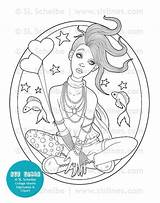 Goth Coloring Pages Adult Girls Girl Etsy Funky Pdf Printable Gothic Lineart Printables Cute Digistamp Stamp Digital sketch template