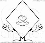 Diamond Cartoon Mascot Mad Suit Card Clipart Outlined Coloring Vector Thoman Cory Royalty sketch template