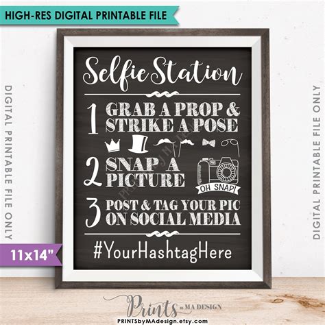 selfie station sign snap  photo selfie sign hashtag social media