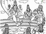 Vishnu Inde Gods Goddesses Adultes Adultos Colorier Protecteur Univers Mythologie Hindoue Voiles Indiennes Adulte Designlooter Difficiles sketch template
